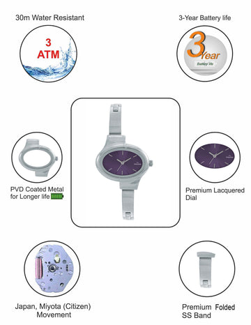 Maxima ATTIVO Women Purple Dial Analogue Watch - 58732CMLI